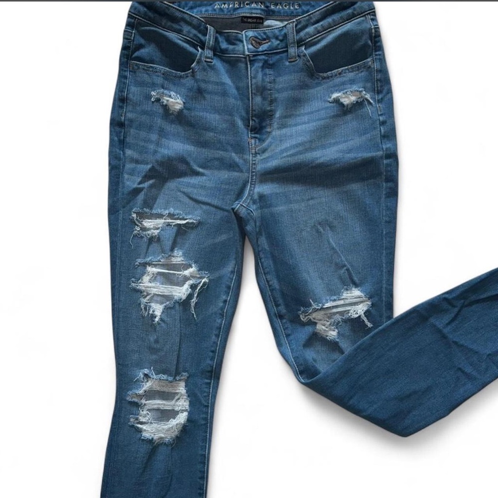American Eagle Outfitters Women's Ripped Blue Skinny Jeans